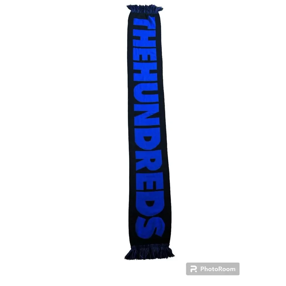 The Hundreds Blue Black Tassel Scarf Logo One Size Reversible‎
